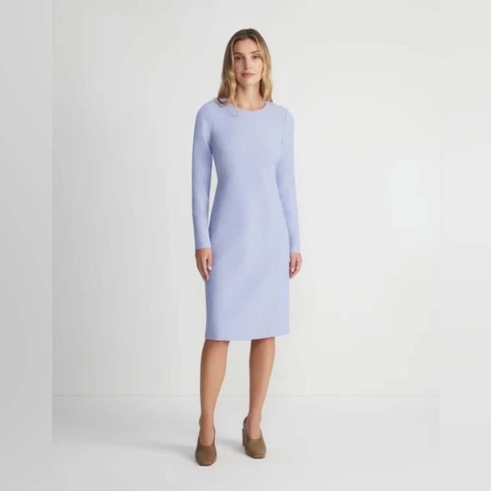 Lafayette 148 Wool-Silk Crepe Long Sleeve Sheath Dress